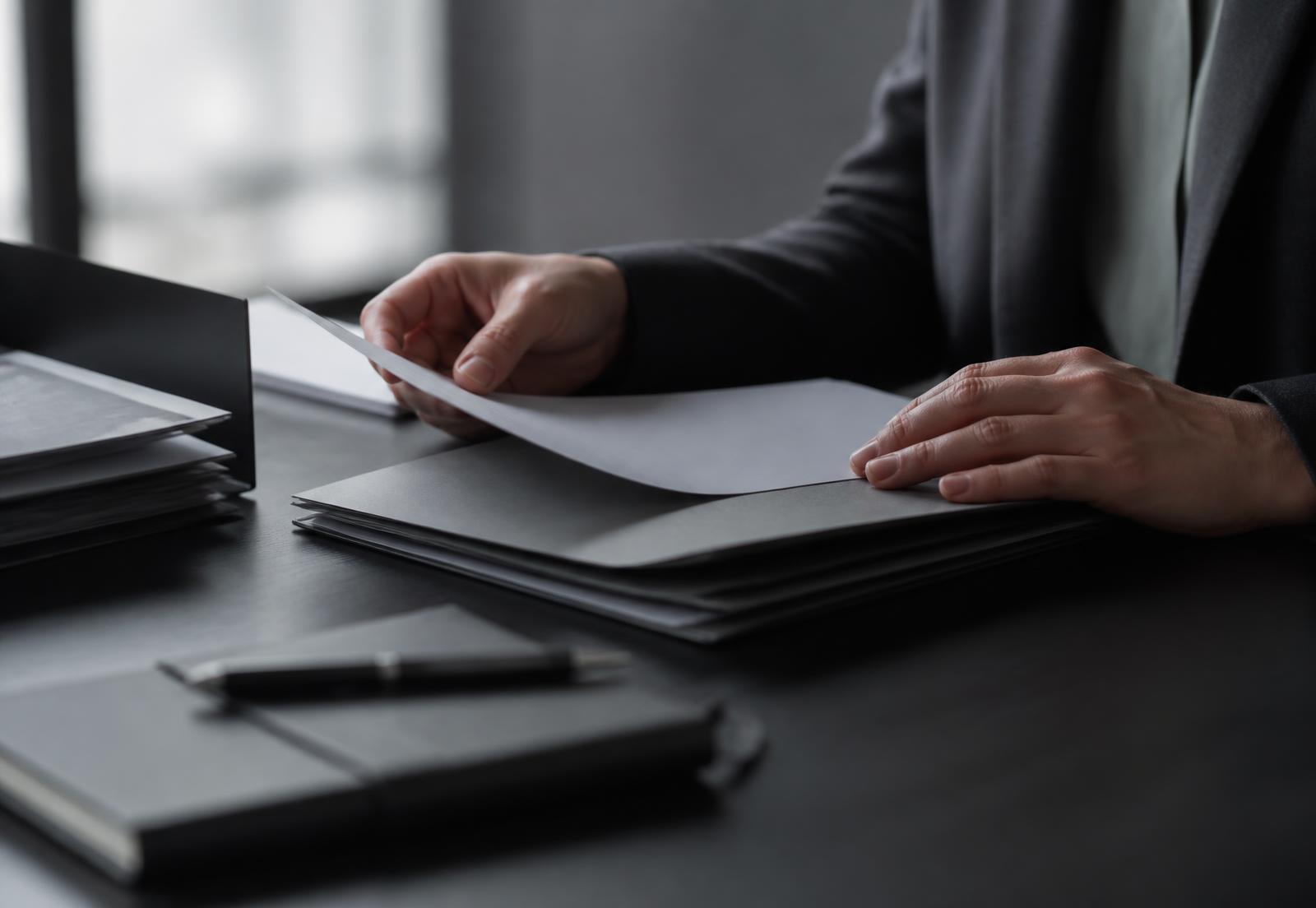 Investigator reviewing confidential case documents